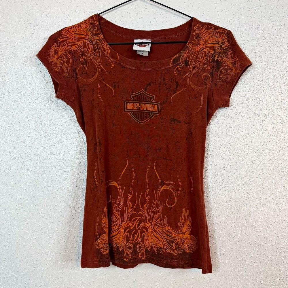 Harley-Davidson Brown 2010 Graphic Short Sleeve T-Shirt Womens Size S